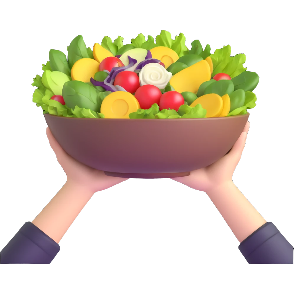 hands holding a salad bowl emoji