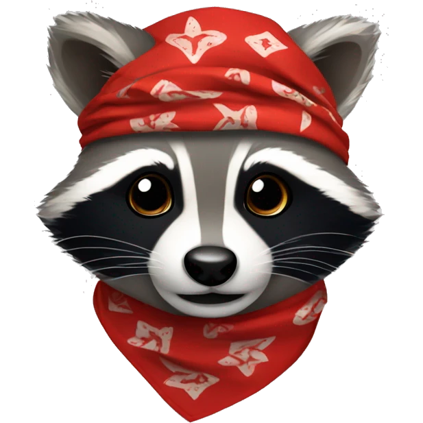 Raccoon wearing red bandana around his neck emoji