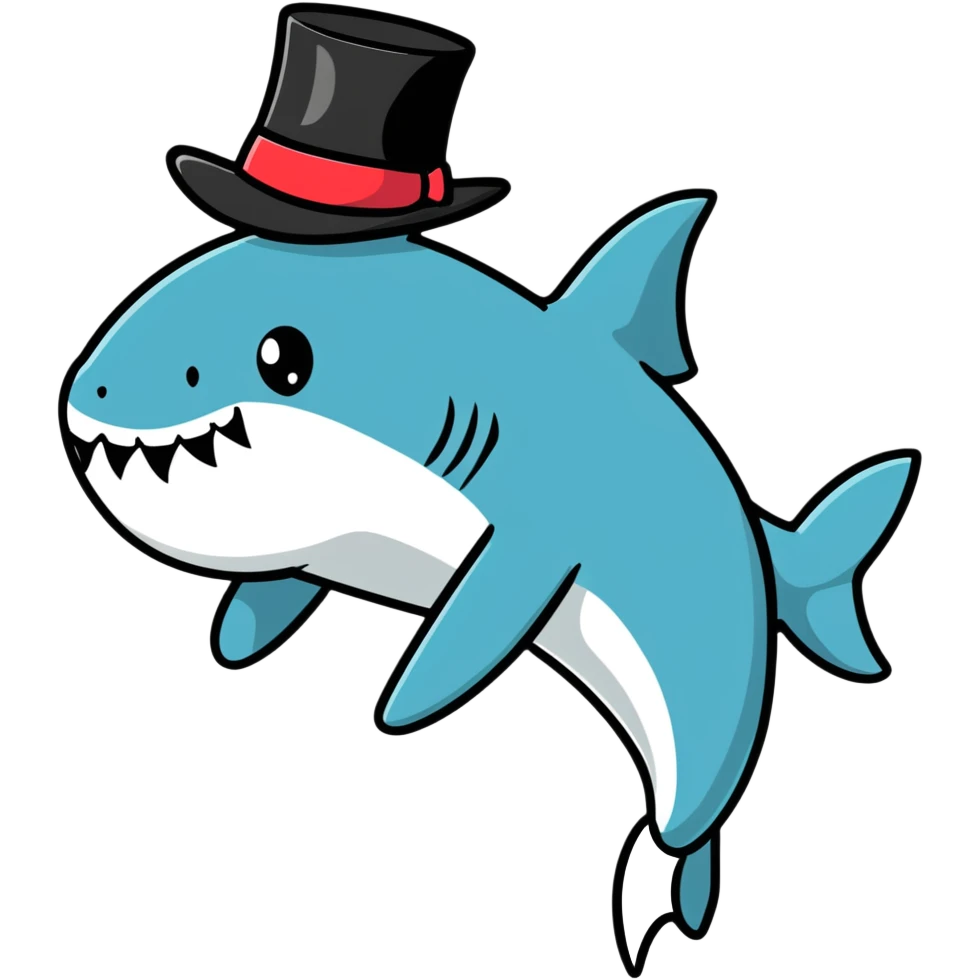 Shark with a top hat emoji