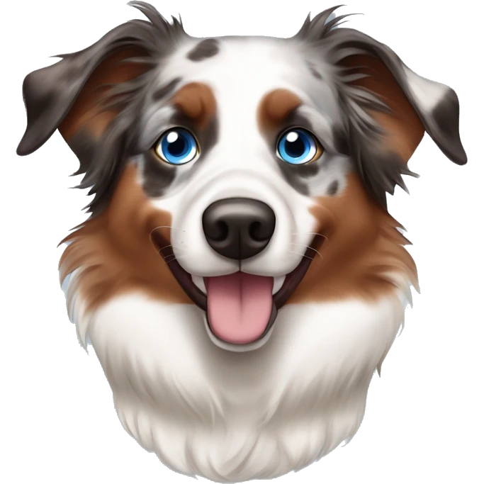 Red Merle Australian Shepherd with one eye brown and the other blue emoji