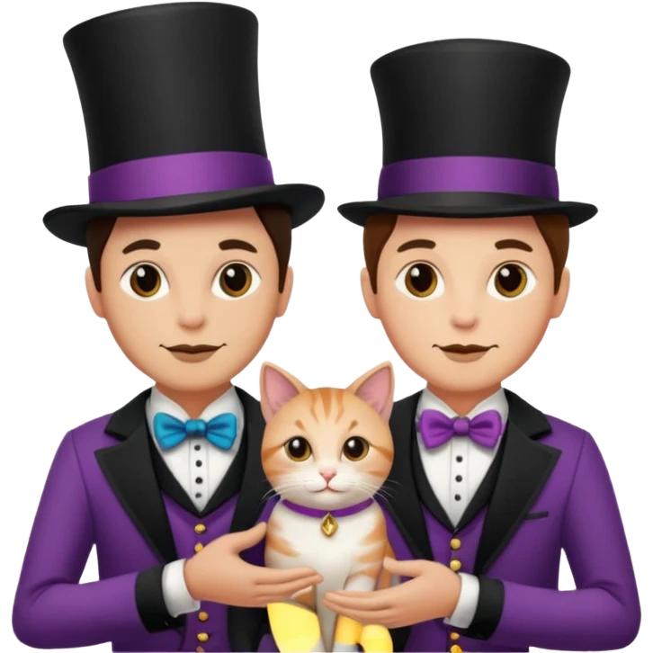magician couple and their pet cat emoji