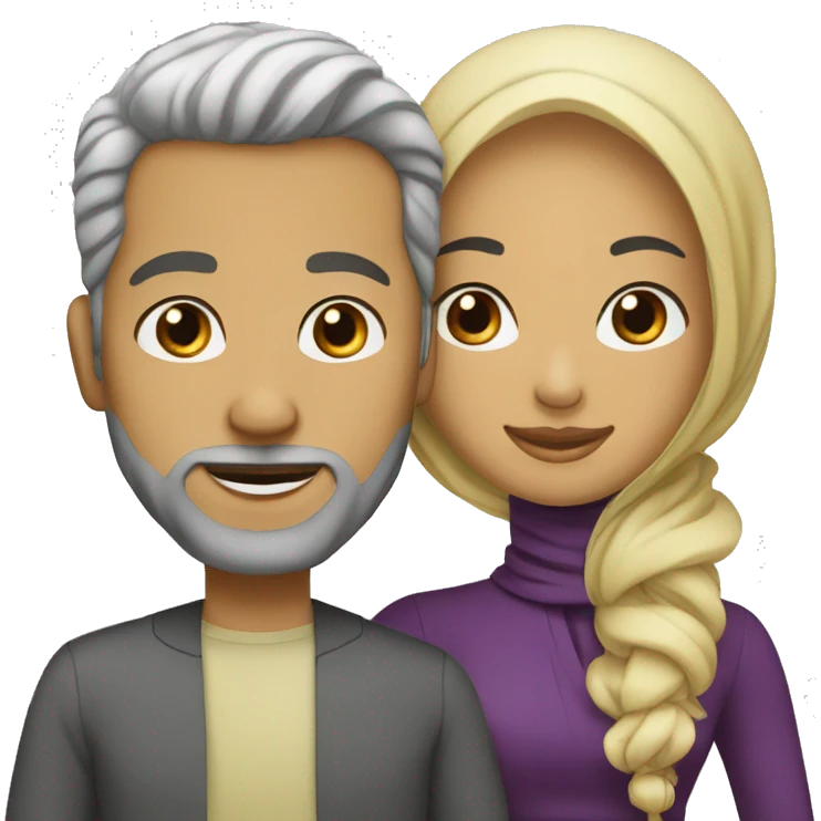 Woman hijab with white husband wavy hair emoji