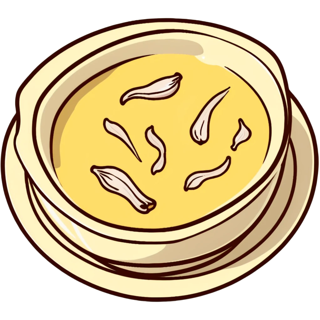 creamy alioli sauce in a small dish with garlic cloves nearby emoji