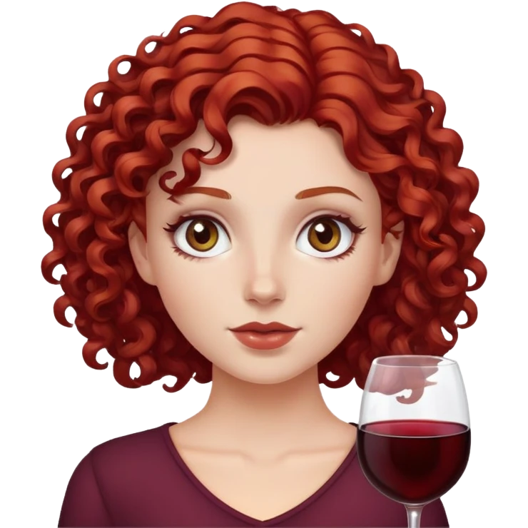 white girl with curly wine red hair and hazel eyes emoji