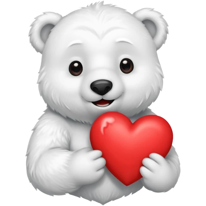 Create a polar bear mascot , holding a large red heart emoji