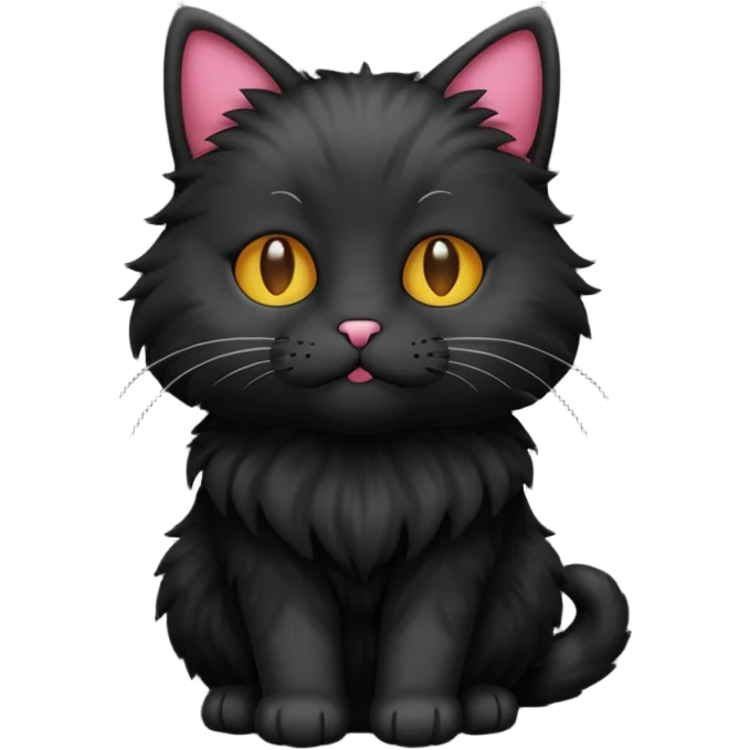 ios style cat emoji, full body, black emoji
