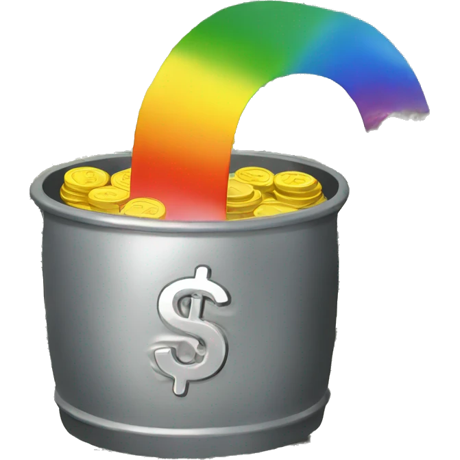 Rainbow into pot of money  emoji