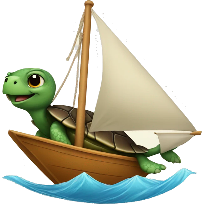 Turtle riding in a sailboat emoji
