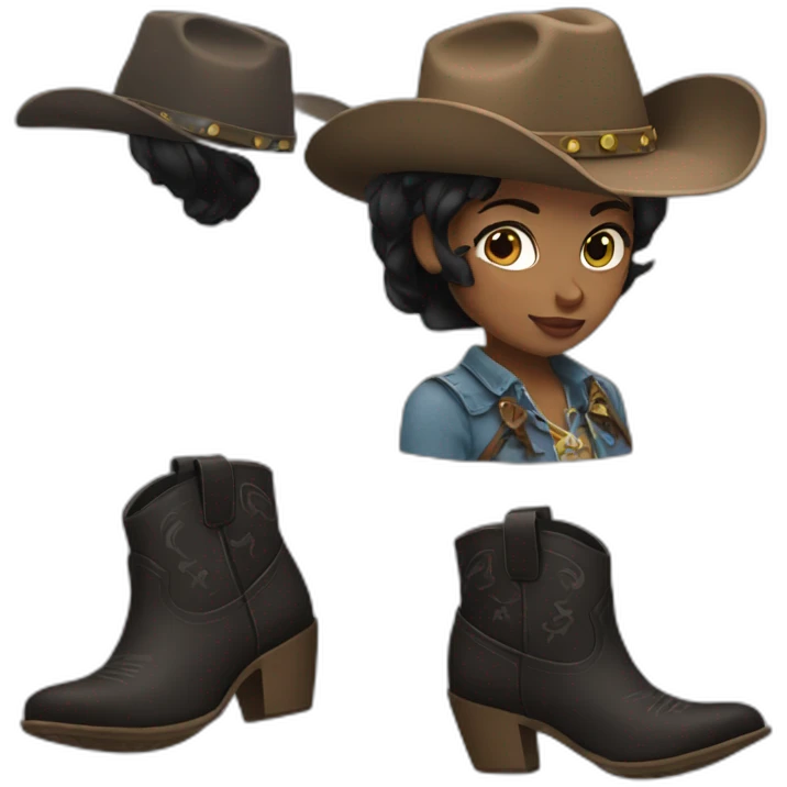 cowgirl straight black hair emoji