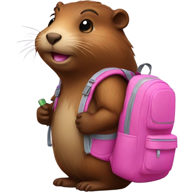 Beaver with a pink backpack  emoji