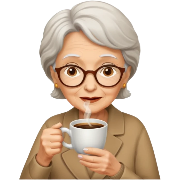 elderly with coffee women emoji