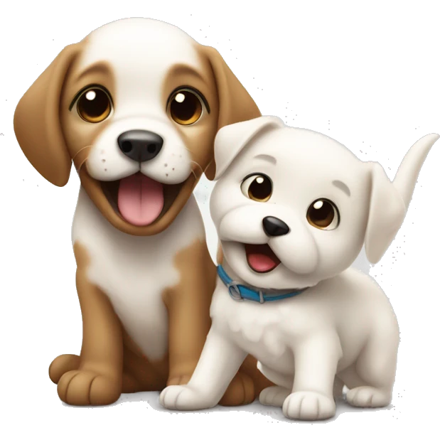 white puppy bites brown puppy emoji