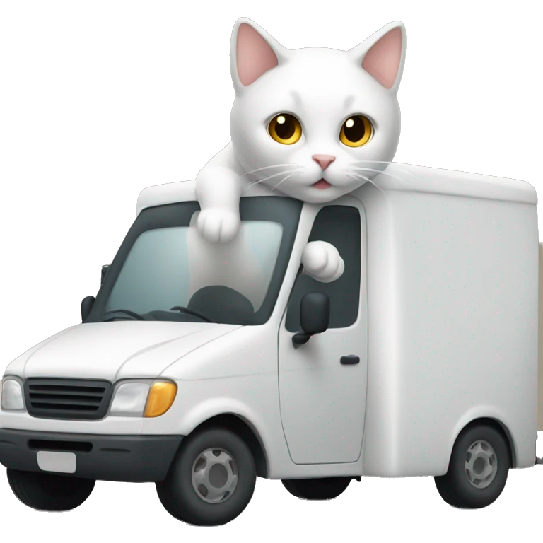 cat driving a moving van emoji