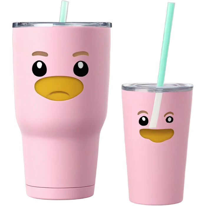 Pastel pink, 40 oz tumbler with handle, and straw emoji