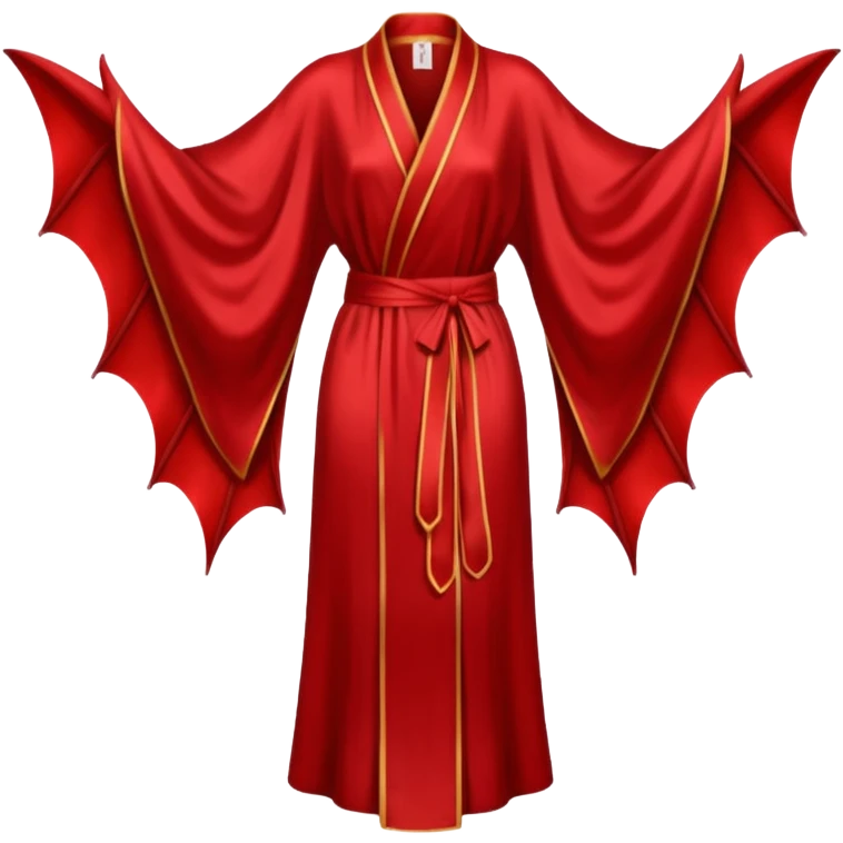Blood red silk robe, No detailing, long, bat wing sleeves, high definition, emoji
