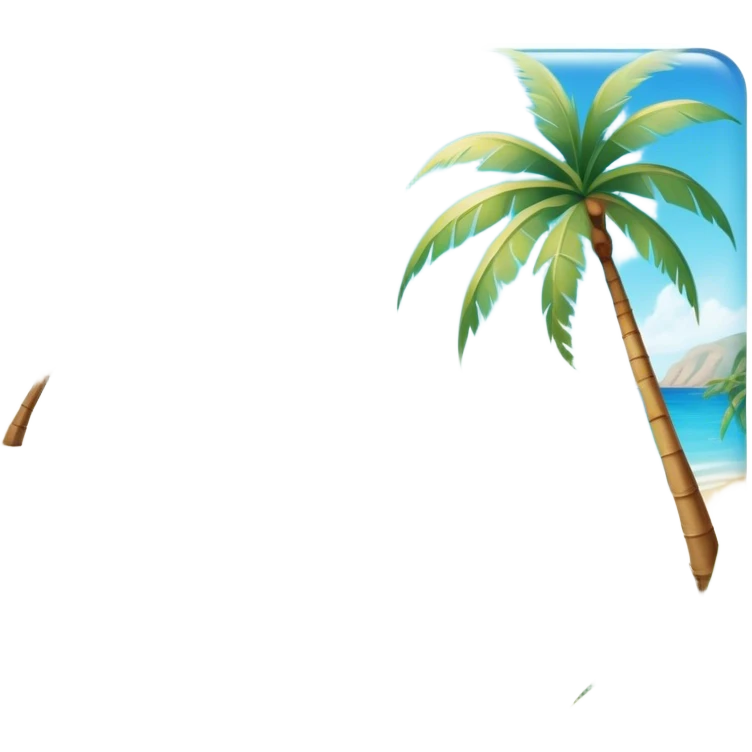 Cinematic Realistic Pristine Crystal-Clear Water Beach Emoji in a wooden frame, Sunny and radiant, with soft golden sand stretching endlessly, gently lapping waves of crystal-clear turquoise water washing onto the shore. The water is so transparent it reveals the shimmering seabed below, creating an idyllic, pristine setting. Above, the sky is a vivid blue, with a few gentle wisps of clouds. Palm trees sway gracefully in the warm breeze, their reflections mirrored in the water. Soft glowing outline, capturing the essence of a peaceful, serene beach paradise where every element gleams with natural beauty. emoji