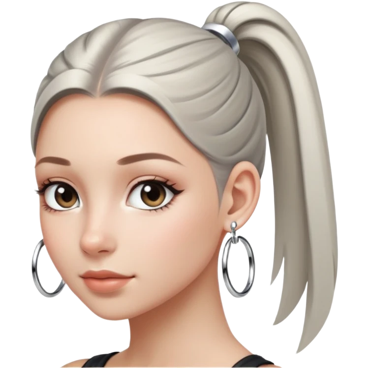 Sleek ponytail, silver hoops girl emoji