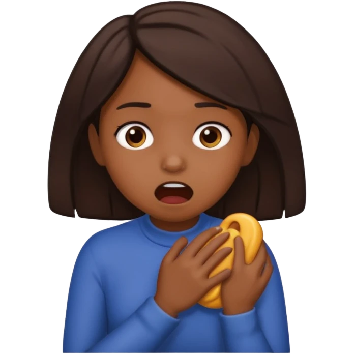 a brown girl choking herself  emoji