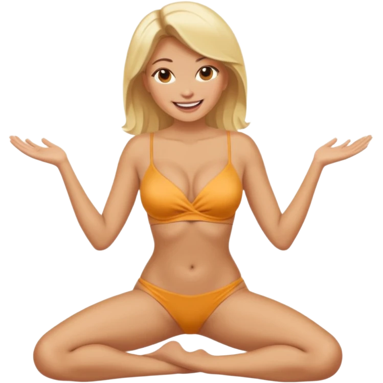sexy blonde with legs open without a bra emoji