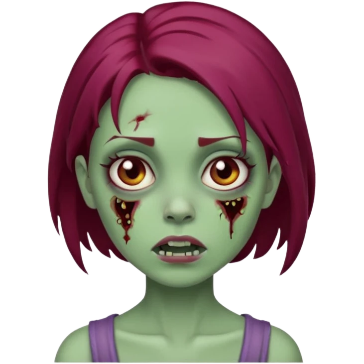 girl zombie with burgundy hair emoji emoji