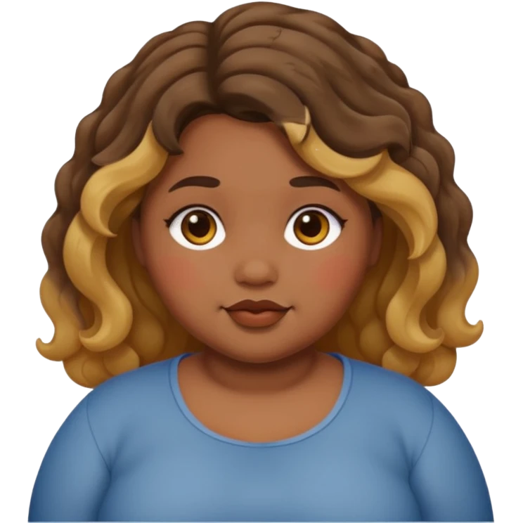 chubby girl with dusky skin tone and wavy hairs emoji
