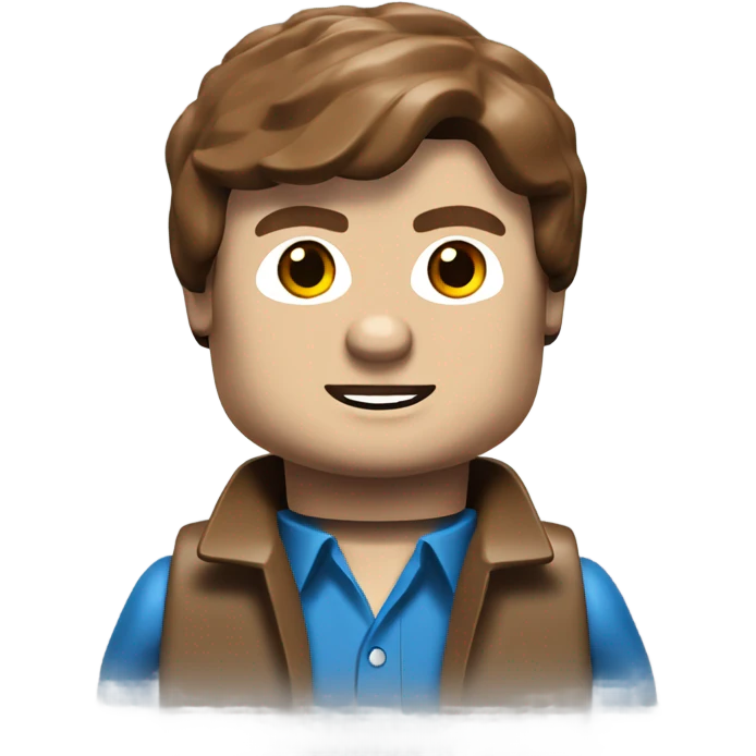 Lego master with brown hair and blue eyes emoji