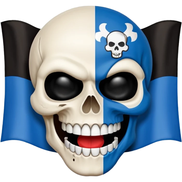 Blue white HSV Emoji bites black St. pauli flag with skull emoji