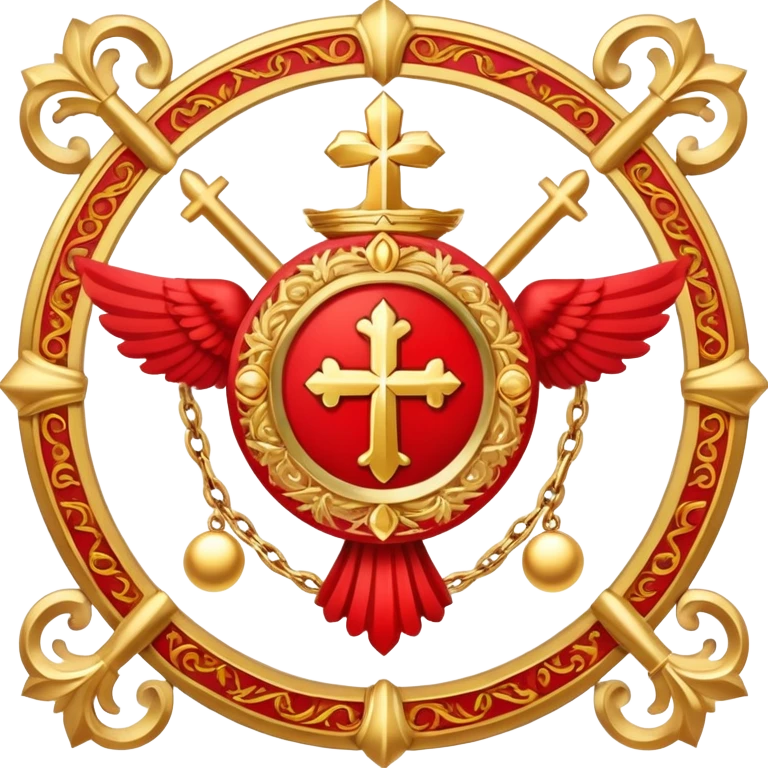 red saint emblem with holy symbols emoji