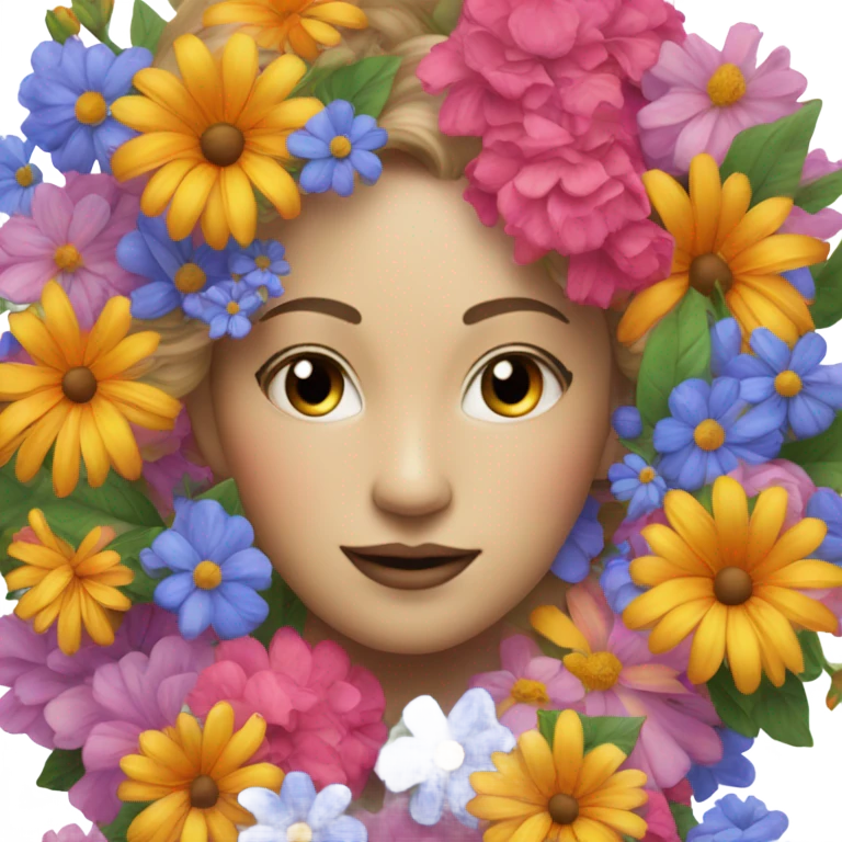 Ballet dancer hides his head behind flowers emoji