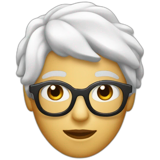 persona blanca  de pelo negro con entradas y lentes emoji