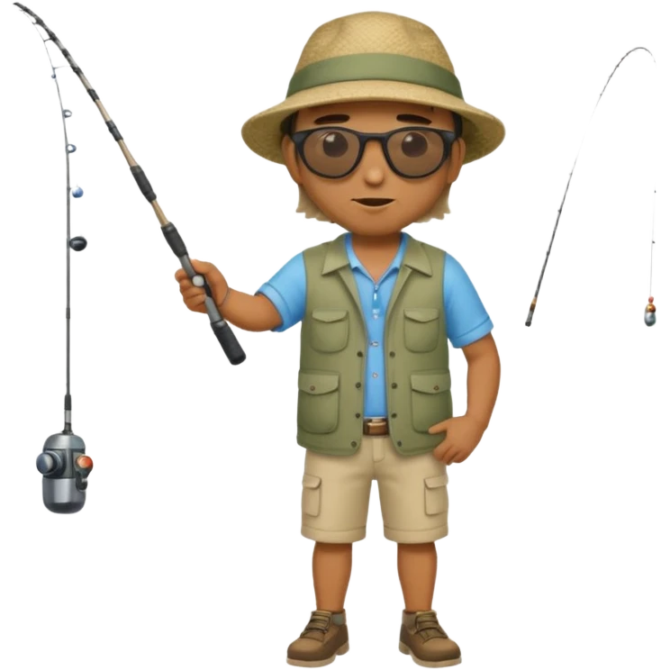 Man in motion casting a fishing rod full body emoji