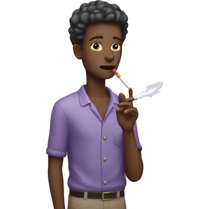 A person wearing lavender lighting a cigarette emoji