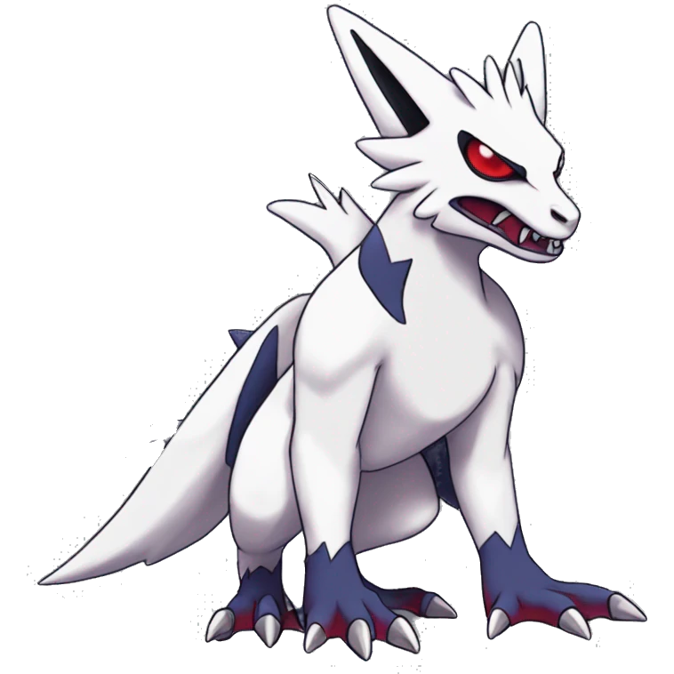 Cool Edgy Zangoose-Absol-Seviper Fakémon Digimon with Edgy markings, full body, outlined emoji