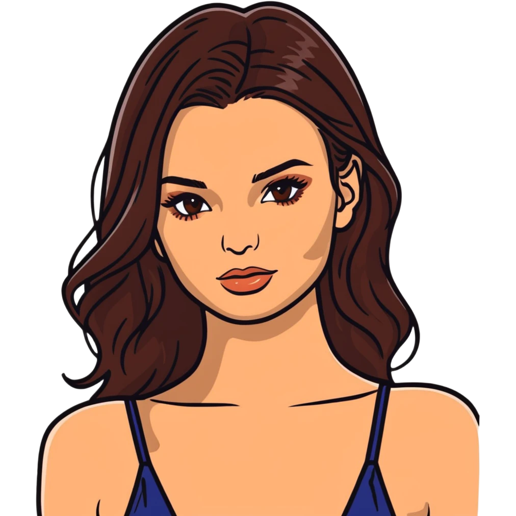 Emily Ratajkowski, beautiful fashion model with brown eyes, long brown hair, defined cheekbones emoji