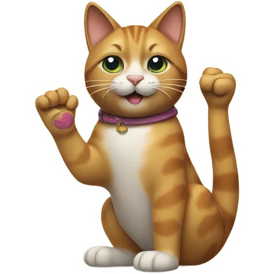 Cat doing a peace sign emoji