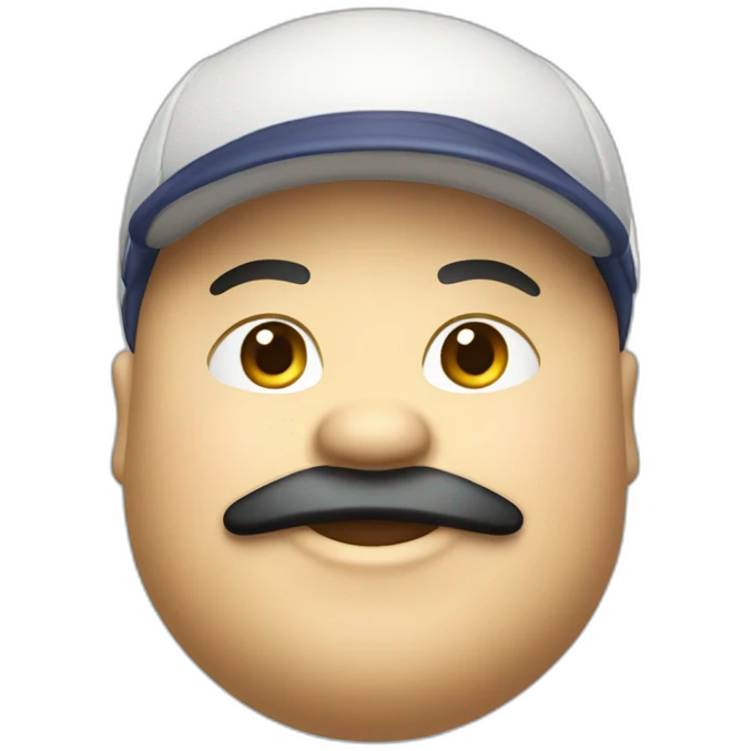 Happy fat boy with black beard and cap emoji