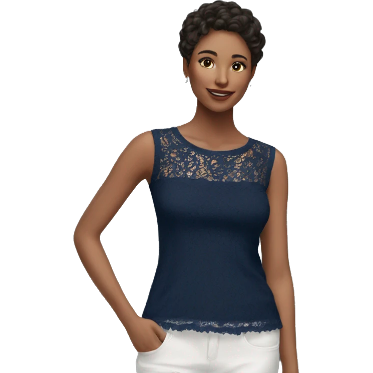  Navy blue top with lace emoji