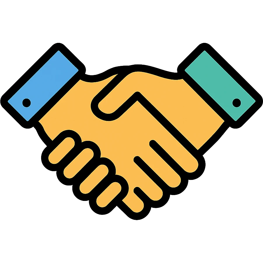 handshake icon with color and black outlines emoji