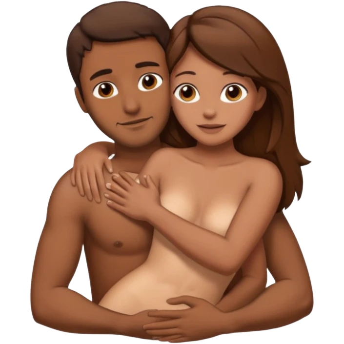 Brown Man with brown hair woman fully naked hugging sex on floor emoji