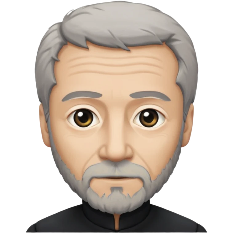 Jean Valjean From Les Miserables with light skin, gray eyes, Gray Hair, black outfit emoji