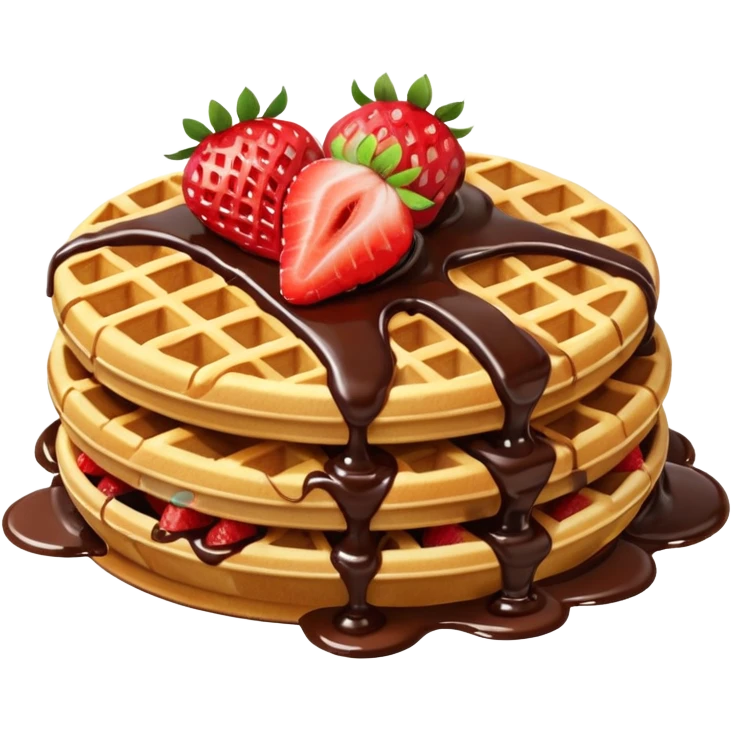 waffle with strawberries and chocolate sauce drizzled ontop  emoji