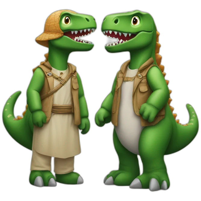 Couple musulman sur le dos d’un dinosaure emoji