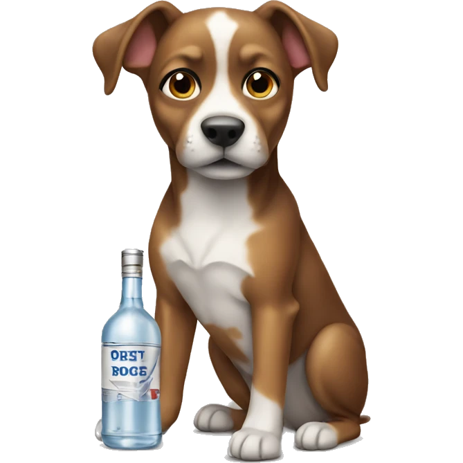 Dog holding vodka emoji