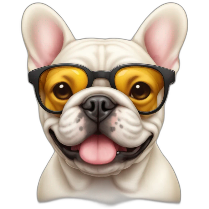 Bouledogue français avec des lunettes de soleil e emoji