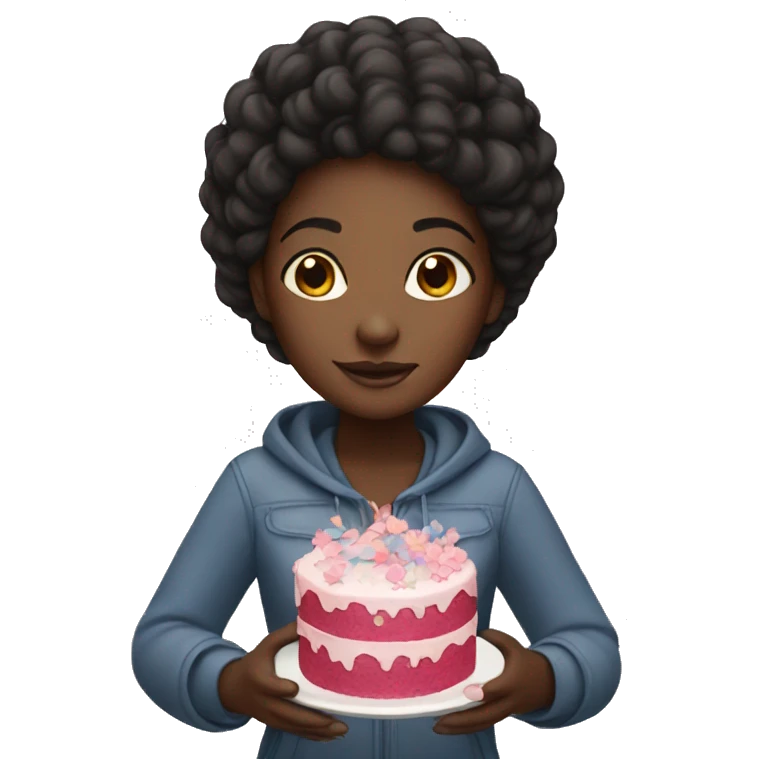 black girl holding cake emoji