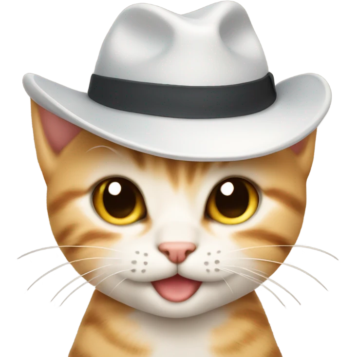 Kitten smirking and winking wearing hat emoji