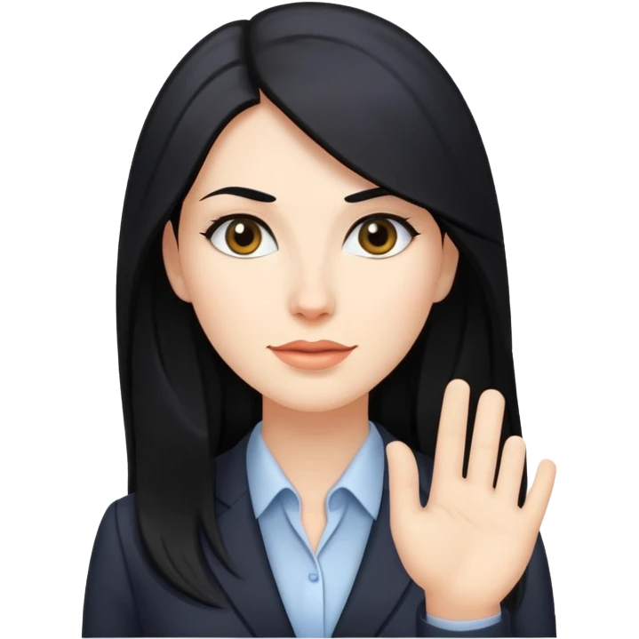 Business woman caucasian long black hair girl emoji