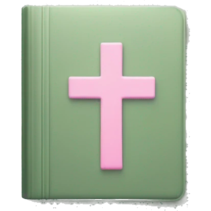 Open Light Sage green holy Bible with pink cross on the cover and light coloured gardens coming on the cover  emoji
