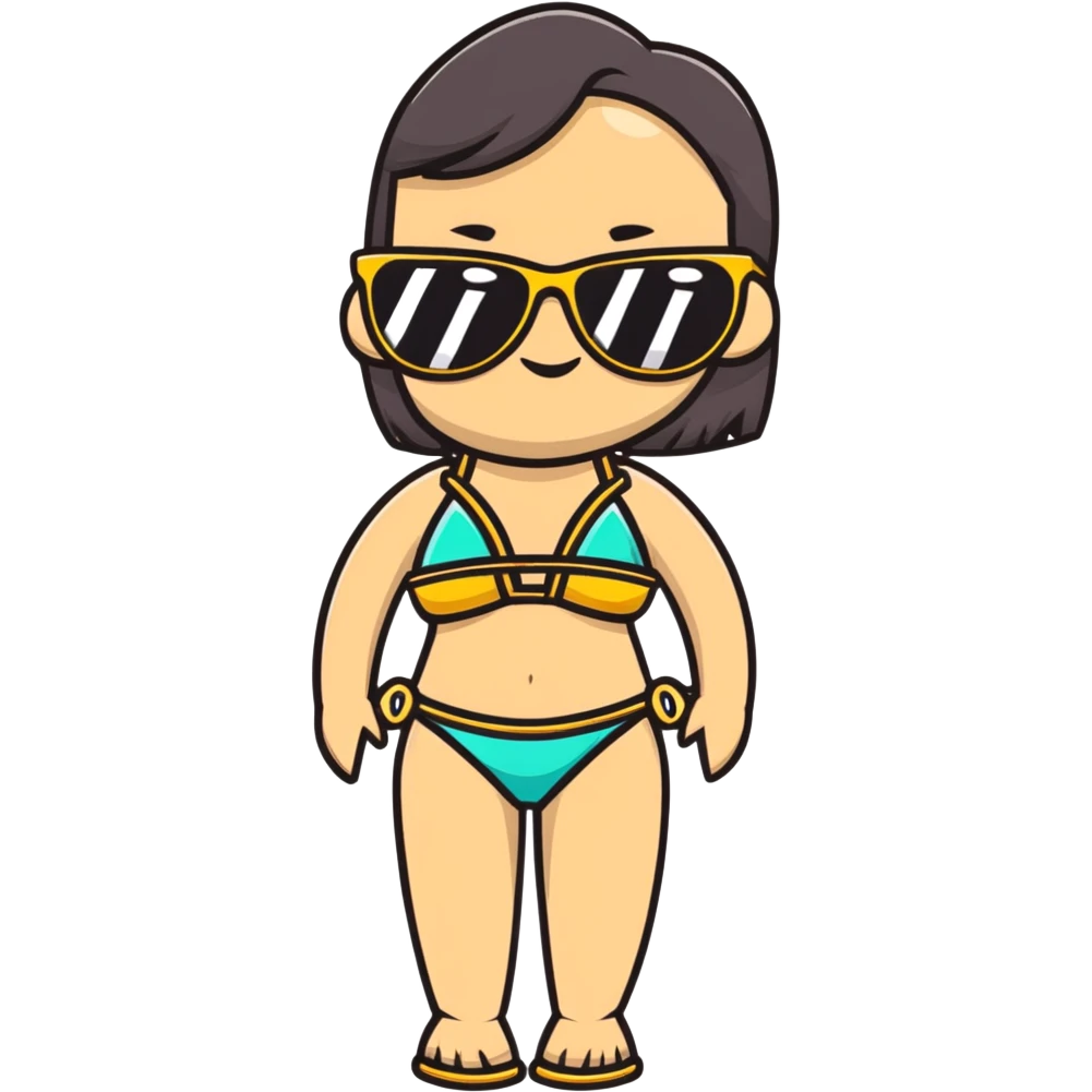 gangster in a bikini, sunglasses, gold chain emoji