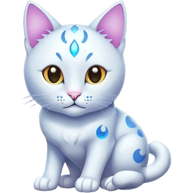 Magical Celestial Lunar-powered Fantasy Feline with lunar markings emoji